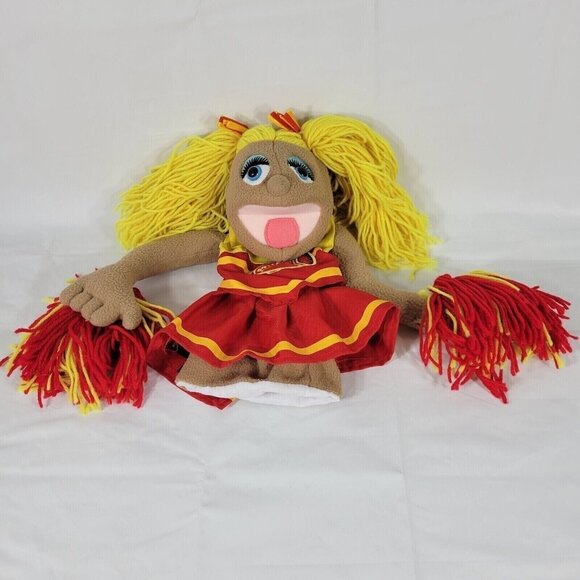 Melissa and Doug Pompomovich Cheerleader Hand Puppet Yellow Hair Blue Eye - Picture 1 of 11